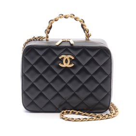 CHANEL Matelasse Shoulder Bag, Lambskin, Women's, Black, AS3319
