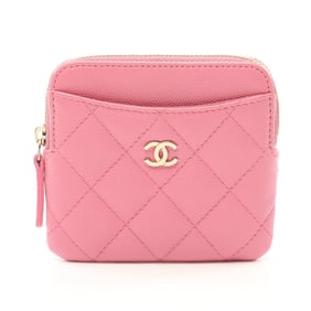 CHANEL Matelasse Wallet/Coin Case Wallet Caviar Skin (Grained Calfskin) Women's Pink AP2061