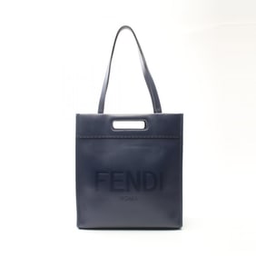FENDI SHOPPING Tote Bag Leather Women's Navy 7V81