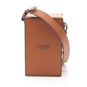 FENDI Box Shoulder Bag Leather Women's Brown 7VA519