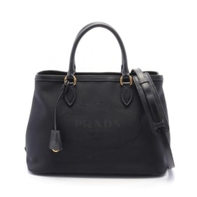 PRADA Handbag Bag Canvas Leather Women's Black 1BA172