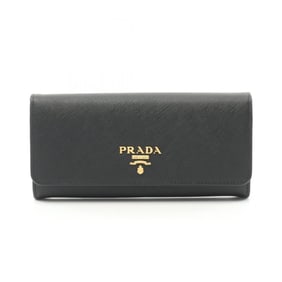 PRADA SAFFIANO METAL Bi-fold Long Wallet Saffiano Leather Women's Black 1MH132QWAF0002