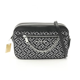 Michael Kors JET SET TRAVEL Shoulder Bag Canvas Leather Women's Black Silver 35F4STTC9J