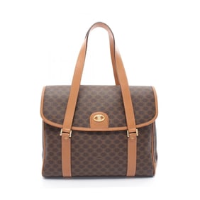 CELINE Macadam handbag, coated canvas, leather, women's, brown