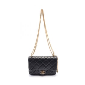 CHANEL Matelasse Shoulder Bag Leather Women's Black AS3114