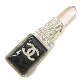 CHANEL Lipstick Brooch GP (Gold Plated) Stone Women's Black Pink