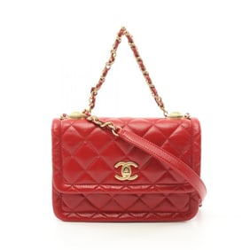 CHANEL Matelasse Shoulder Bag Leather Women's Red AS2054