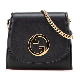 Gucci Interlocking G Blondie Medium Chain Shoulder Wallet 725219 Black Leather Women's GUCCI