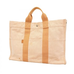 Hermes New Foule MM Canvas Tote Bag, Orange, Women's, P1573395