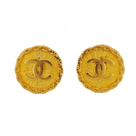Chanel Coco Mark Circle Earrings, GP Plated Gold for Women