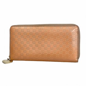 Gucci Micro Guccissima Long Wallet 308260 Enamel Coral Champagne Women's