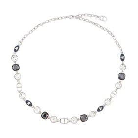Christian Dior necklace in sterling silver and colored stone.