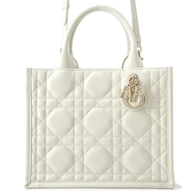 Christian Dior Macrocannage Book Tote Small Handbag M1325OWHP_M030 White 2-Way