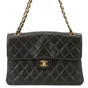 Chanel Chain Shoulder Bag, Matelasse, Double-Face Lambskin, Black
