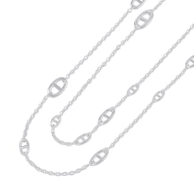 Hermes Chaine d'Ancre Farandole Necklace, SV925 Silver, Size 160, HERMES Long Necklace