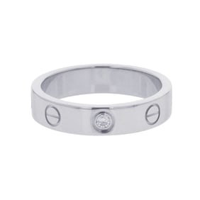 Cartier LOVE Ring, Small Model, 1 Diamond, 0.02ct, 18KWG, Size 50, B4050550 B4050500