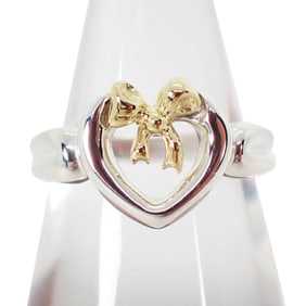 TIFFANY 925 750 Ribbon Heart Ring, size 10