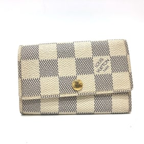 LOUIS VUITTON N61745 Damier Azur Multicle 6 Key Case, Canvas, White, for Men and Women