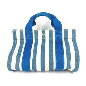 HERMES Cannes PM Tote Bag with Pouch, Beach Bag, Handbag, Canvas, Women's, Blue