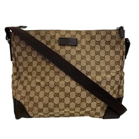 GUCCI 110054 GG Canvas Shoulder Bag, Brown, for Men and Women