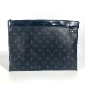 LOUIS VUITTON M62291 Monogram Eclipse Pochette Discovery Bag, Pouch, Second Clutch Canvas, Black,