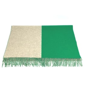 HERMES Two-tone Fringe Large Cashmere Shawl/Stole/Scarf for Men and Women in Green