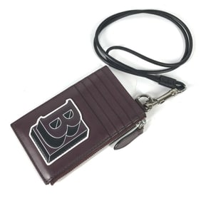 BURBERRY TB Fragment Case Wallet with Strap, Card Case, Wallet/Coin Leather, Men's, Purple