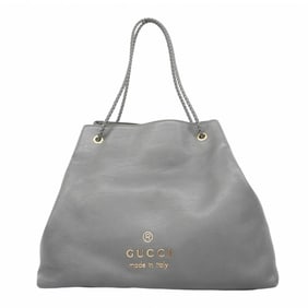 Gucci Tote Bag 380118 Leather Gray Champagne Women's