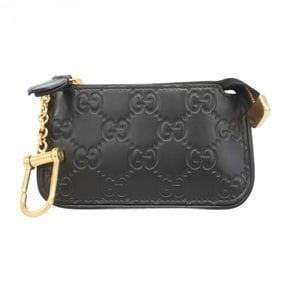 Gucci wallet/coin case Guccissima 447964 leather black men's women's