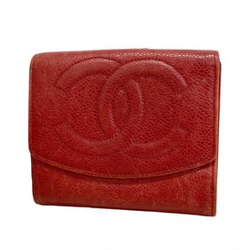 Chanel caviar leather wallet, red, for women