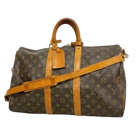 Louis Vuitton Monogram Keepall Bandouliere 45 Boston Bag M41418 Brown Men's and Women's