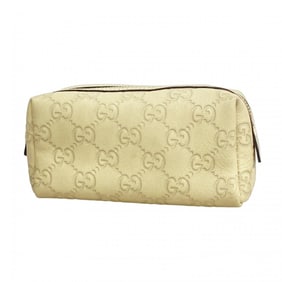 Gucci pouch Guccissima 153228 leather beige champagne women's