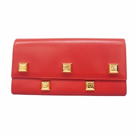 Salvatore Ferragamo Gancini Leather Long Wallet, Red, Women's
