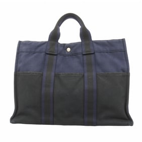 Hermes Hermès Foule MM Tote Bag, Canvas, Navy, Men's and Women's