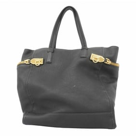 Salvatore Ferragamo Gancini Leather Tote Bag, Black, Women's
