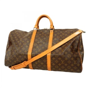 Louis Vuitton Monogram Keepall Bandouliere 55 Boston Bag M41414 Brown Men's and Women's