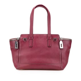 Salvatore Ferragamo Gancini shoulder bag in wine red leather for women.