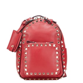 Valentino Rockstud Backpack in Red Leather for Women