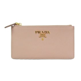 Prada Saffiano Coin Card Holder 1MC054 Women's Leather Coin Purse/coin Case Pink Beige