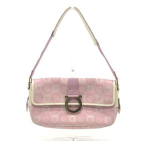 Salvatore Ferragamo Gancini Shoulder Bag, Canvas, Women's, Pink