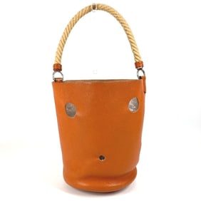 HERMES Manjoir MM Shoulder Handbag, Bucket-Shaped, with Rope Handles, Taurillon Clemence Leather,