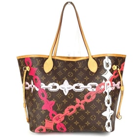 LOUIS VUITTON M41991 Monogram Bay Neverfull MM Tote Bag, Shoulder Bag with Chain, Canvas, Pink,
