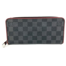 LOUIS VUITTON N63304 Damier Graphite Zippy Wallet Vertical Long with Round Zipper, Canvas, Black,