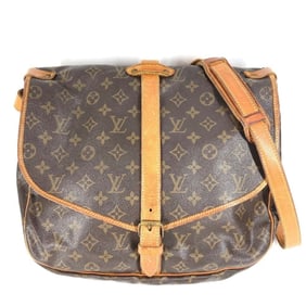 LOUIS VUITTON M42254 Monogram Saumur 35 Crossbody Flap Shoulder Bag in Canvas, Brown, for Men and
