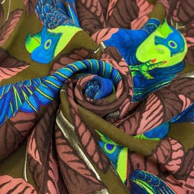 HERMES Carré Jean 90 "les perroquets" Parrot Scarf Muffler Multicolor Unisex