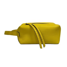 FENDI 7N0149 Diagonal Roma Leather Pouch, FF Clutch Bag/Second Bag - Yellow, Unisex