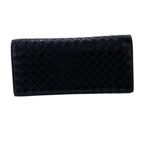 BOTTEGA VENETA Men's Long Wallet with Flap and Intrecciato Stretch Strap, Black