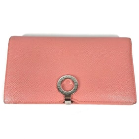 BVLGARI Logo Clip Long Wallet, Bifold Leather, Men's, Pink