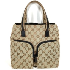 GUCCI 002/1080 GG Logo Tote Bag/Handbag in Canvas and Leather, Beige, for Men Women