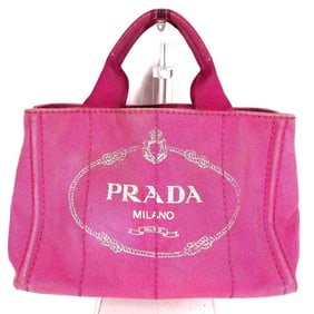 PRADA Prada Logo Canapa Tote Bag Handbag Canvas Women's Pink